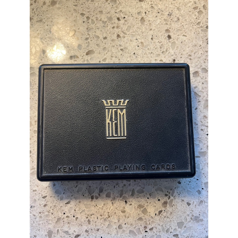 Vintage KEM Plastic Playing Cards Maple Pinochle Double Deck Set with Case USA